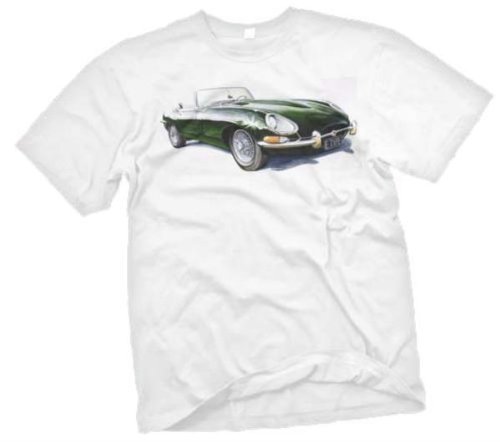 Jaguar E-Type Sketch Car T Shirt XL White