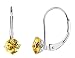 Citrine Gemstone French Back 5mm Solitaire Earring in 14K White Gold
