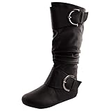 Womens Top Moda Bank-85 Knee-High Round Toe Slouch Boot,Bank-85v2.0 Black 8