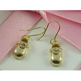 18KT Gold Filled Baby Bootie Earrings Dangle New Mom Gift