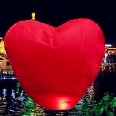 CITY 20pcs Heart Shape Paper Lantern Wishing Lamp Sky Lanterns Flying Wishes Red