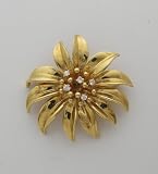 Estate 18k Tiffany 15k Yellow Gold And Diamond Pin