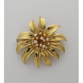 Estate 18k Tiffany 15k Yellow Gold And Diamond Pin by Tiffany