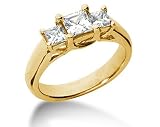 0.54CTW Trellis Three Stone Princess Cut Diamond Ring in 14k Yellow Gold
