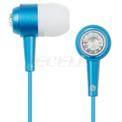 Ecell - BLUE DIAMANTE BLING IN EAR EARPHONES FOR iPOD CLASSIC, APPLE iPAD, iPHONE 3G 3GS, SONY WALKMAN, iPOD SHUFFLE, SAMSUNG ARCHOS, CREATIVE ZEN, SANDISK MP3, iPOD NANO