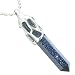 Positive Energy Magic Powers Cosmic Amulet Crystal Point Lucky Charm Blue Gold Stone Stainless Steel Pendant on 18" Necklace
