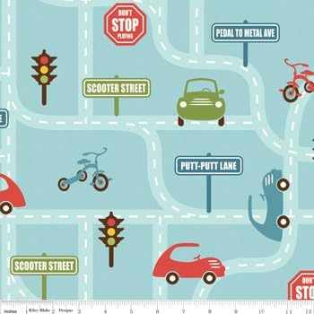 Cruiser Blvd Main Blue Riley Blake Flannel Fabric by the yard