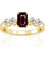 14K Yellow Gold Emerald Cut Ruby Ring With Sidestones (GIA Certificate)