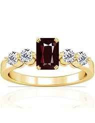 18K Yellow Gold Emerald Cut Ruby Ring With Sidestones (GIA Certificate)