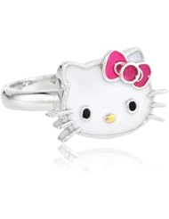 Hello Kitty by Simmons Jewelry Co. Enamel Face and Red Enamel Bow Girls Ring, Size 7