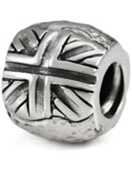 Genuine Ohm Beads (TM) Product. 925 Sterling Silver Special Release Union Jack Flag & Map Bead Charm. 100% Satisfaction Guaranteed.
