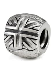 Genuine Ohm Beads (TM) Product. 925 Sterling Silver Special Release Union Jack Flag & Map Bead Charm. 100% Satisfaction Guaranteed.