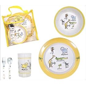 Baby Cie Childrens Melamine Dinnerware Lunch Set - Jungle Yellow
