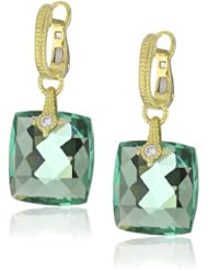 Judith Ripka "La Petite" Cushion Stone On Wire Green Earrings