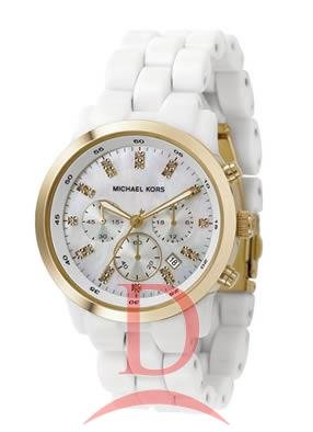Michael Kors MK5218 Quartz, Mother of Pearl Dial with White Acrylic Band – Womens Watch