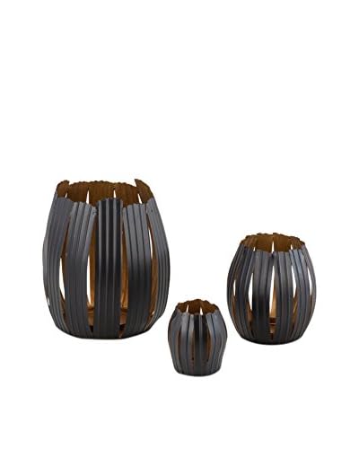 Natura Accent Set Portacandela 3 pezzi Nero/Oro