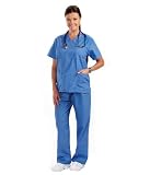 from PRESTIGE MEDICAL USA Unisex Premium Quality 5-Pocket Scrub Sets In Ciel Size L The Very Best Money Can Buy (Model 50401-2)