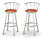 2 Glitter Copper Vinyl Specialty / Custom Chrome Barstools with Backrest Se ....