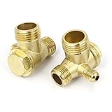 uxcell　チェックバルブ　空気圧縮機　ゴールドトーン　3/8BSP x 1/2BSP x 1/8BSPオスネジ　2個入り