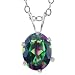 1.35 Ct Oval 8X6mm Mystic Green Topaz 925 Sterling Silver Pendant With 18