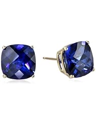 10k Gold Checkerboard Cushion Gemstone Stud Earrings (8mm )