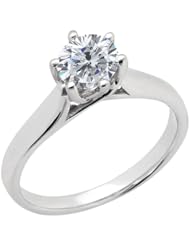 0.90 Ct Round H/I I1 Diamond 18K White Gold Ring
