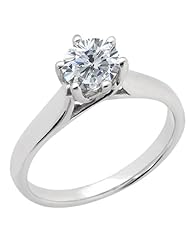 1.00 Ct Round H/I SI1/SI2 Diamond 18K White Gold Ring