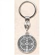 Saint Benedict Medal Key Chain - 1.15" Diameter - Silvertone - Made in Italy