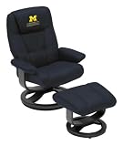 Michigan Wolverines Leather Swivel Chair with Ottoman