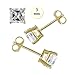 Noureda 14K Yellow Gold Stud Earring Aprx .50 Carat Total Weight, 3mm Each Princess Cut Simulated Diamond Earring. Set on High Quality Prong Setting & Friction Style Post