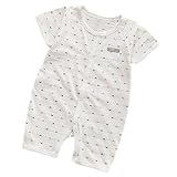 CHOUeTTe ベビー服 ロンパース 新生児～2歳まで 前開き 半袖 肌着 ドット柄 綿100% シンプル 出産祝い 誕生日プレゼントにもどうぞ 色サイズ多数 オリジナルタオル付き (ホワイト90#