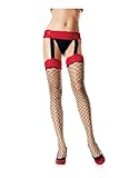 Sexy Adult Women Plus Size Lycra Suspender Garter Belt Stockings By Leg Avenue, Black/Red, Plus Size