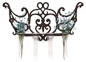Cast Iron / Glass Fleur De Lis Wall Scroll 9"H x 18.5"L