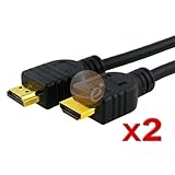 2 PACK 15 FT / 4.6 M High Speed HDMI Cable 1.3b / 10.2Gbps M/M Gold Connectors, Black