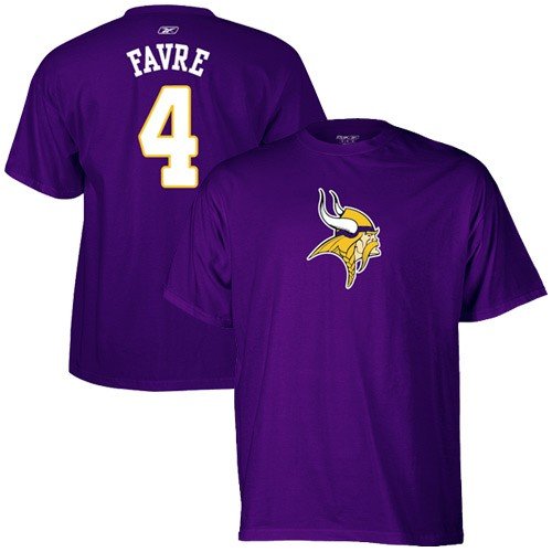 Reebok Minnesota Vikings Brett Favre Name & Number Short Sleeve T-Shirt, XX-Large