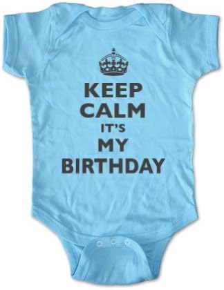 Keep Calm It's My Birthday baby one piece infant clothing (18 Months, Light Blue)