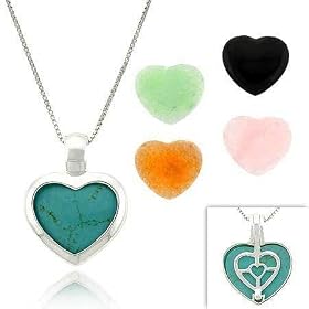 Genuine Green Jade, Rose Quartz, Red Jade, Onyx, and Simulated Blue Turquoise... by SilverSpeck.com