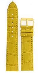 Watch Band Yellow Italian Leather Crocodile Grain Padded