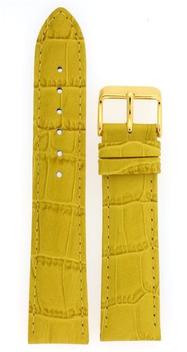 Leather Watch Band 22mm Yellow