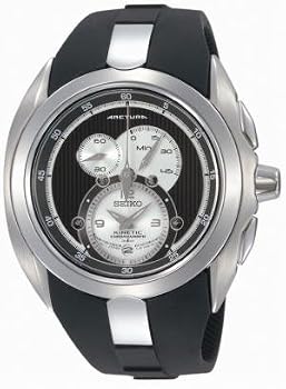 Seiko Acrtura #SNL051P1 Men's Kinetic Chronograph Watch with Black Resin Strap