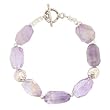 Chunky Faceted Ametrine Gemstone Bead Toggle Bracelet with Sterling Silver Accents, 7 1/4" Length, #7518