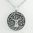 Round Tree of Life Pendant in Sterling Silver on an 18" Rhodium Snake Chain, #8528