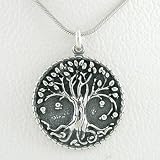 Round Tree of Life Pendant in Sterling Silver on an 18 Rhodium Snake Chain, #8528