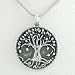 Round Tree of Life Pendant in Sterling Silver on an 18" Rhodium Snake Chain, #8528