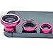 Pink Universal Clip-on 180 degree 3 in 1 Fisheye+Wide Angle+Macro Camera Lens Kit for iPhone 5 5S 4 4S 6 Samsung Galaxy S5/S4/S3 Note 4/3/2 HTC Blackberry Bold Touch, Sony Xperia, Motorola Droid