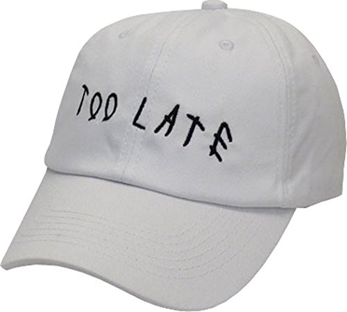 FGSS Mens Too Late Embroidery Adjustable Strapback Dad Hat Baseball Cap