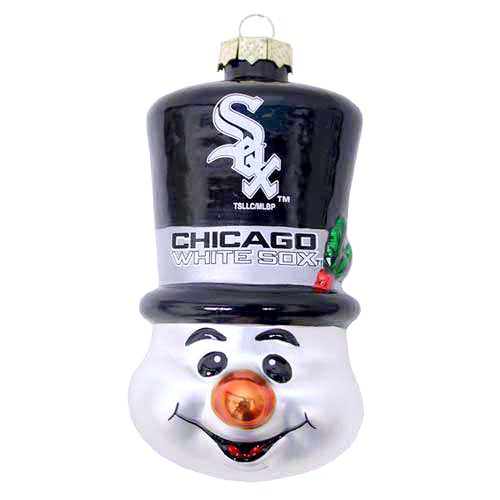 MLB Chicago White Sox Blown Glass Top Hat Snowman Ornament