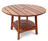 VIFAH V393 Outdoor Wood Round Table, Natural Wood Finish, 48 by 48 by 30-Inch