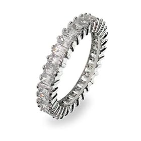 Eve Addiction Sterling Silver Baguette Cut Cubic Zirconia Anniversary Band