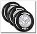 Sylvania Dot-It Self-Adhesive Bright White LED Light, Black, 3-PACK
